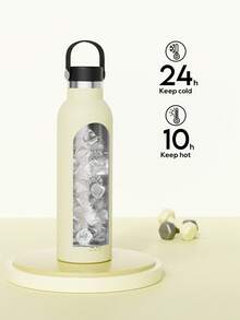 Meoky 26oz Vacuum Insulated Stainless Steel Large Capacity Water Bottle with Portable Handle Lid, Keeps Drinks Hot or Cold for 12 Hours, Ideal for Hiking, Camping, Outdoor Sports, School Use, and a Practical Gift Option - 米白色 - 查看 2