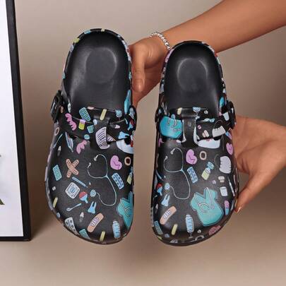 Sandalias De Mujer Elegantes Close Toe Waterproof Casual Pantuflas Eva Mule Clogs Adjustable Bucks Flat House Slippers For Women