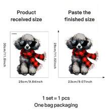 1 pieza Pegatina de ventana con sombrero de Navidad, perrito y bufanda, creativa DIY, autoadhesiva, extraíble, de PVC para decorar y embellecer ventanas y cristales, decoración estacional, tema navideño, material de PVC, calcomanía autoadhesiva, para compradores navideños, entusiastas de manualidades