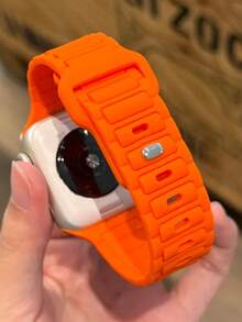 New Stylish Orange Sports Silicone Watch Strap Compatible With Apple Watch Band 46mm 38mm 40mm 41mm 42mm 44mm 45mm 49mm Stylish Man Women Fluorescent Color Wristband Bracelet Compatible With IWatch Series 10 9 8 7 6 SE Ultra 2 Fashion Wear Accessories Festival Gifts 