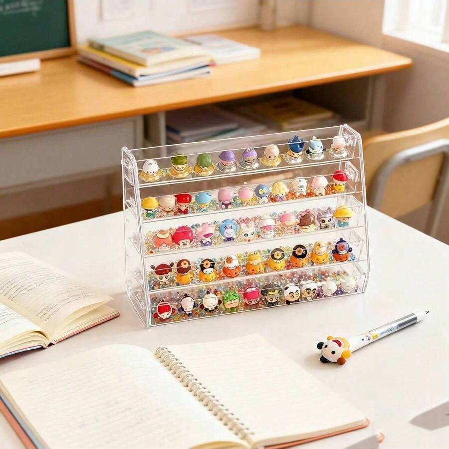 1 pieza Organizador de escritorio multifuncional con 2 cajones a prueba de polvo - Caja de almacenamiento apilable de polipropileno para cosméticos, papelería, accesorios - Gabinete de suministros de laboratorio para lápiz labial, base líquida, brochas de maquillaje, control remoto - Esencial para dormitorio de estudiante