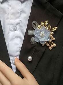 2pcs/1pc Elegant Shell-Shaped Alloy Brooch And Wrist Corsage, Suitable For Groom, Bride, Wedding Decoration, Formal Party - A - View 17
