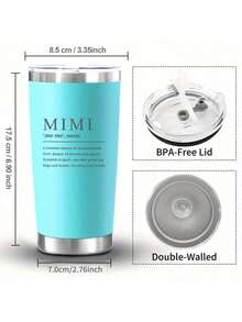 1pc 20oz Stainless Steel Tumbler With Lid - Mimi Quote, Unconditional Love, Reusable Drink Cup For Hot & Cold Beverages, Green/Deep Red/Purple, Perfect Gift For Mother'S Day Or Birthdays, Insulated Coffee Cup, Sentimental Cup Design, Durable Drinkware - 紫色 - 查看 3