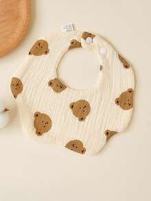 婴儿棉纱围兜，A级透气棉纱拍嗝巾，新生儿花瓣形防吐奶围兜 - 彩色 - 查看 3