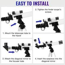 Refraktor-Astronomisches Teleskop, 400-mm-Öffnung, F40040 Astronomisches Teleskop mit Kompass und Stativ, Refraktor-Teleskop, Hohe Transmission, für Kinder und Anfänger