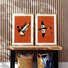 1幅无框复古野鸭艺术版画，鸟类狩猎海报，户外墙面装饰画，家居办公室装饰，自然主题墙面艺术，狩猎礼物 - 彩色 - 查看 2