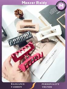 1 chiếc kẹp tóc silicon mới, kẹp tóc co giãn cao cấp dành cho nữ, kẹp tóc cỡ lớn, phụ kiện tóc nữ. Chất liệu silicon mềm mại, kẹp vuông lớn, chắc chắn, phù hợp với mọi độ dày tóc, có thể uốn cong tự do mà không bị biến dạng, bền bỉ, cần thiết cho kỳ nghỉ thu/đông, phụ kiện tóc thanh lịch dành cho nữ. - Nhiều màu - Xem 5