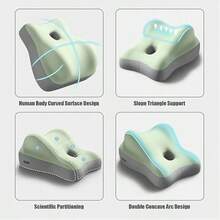 Memory Foam Neck Pillow, Soft And Comfortable Neck Support Pillow,Removable Zip Pillow Core, Ergonomically Designed For Side Sleepers, Back Sleepers, Back Sleepers, Sleep Pillow,Forhead Board,Car Seat Cushion,Back Pillow,Reading Pillow - 綠色 - 查看 5