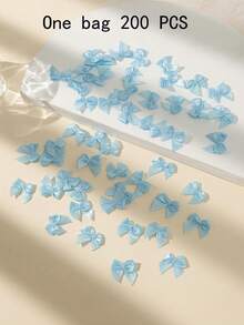 30/50/100/200pcs Ribbon Bow DIY Craft, Mini Satin Ribbon Bows For Shoes, Clothes, Gift Box Decoration, Bowknot, Lingerie Accessory - Blue - View 10