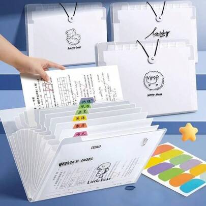 1pc A4 Multi-Layer File Folder, Transparent Sleeve Document Organizer For Students, High Capacity Accordion File Bag