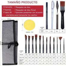 18 Pzs Kit de Pinceles para Pintura Acrilica, Cepillos de Acuarela y Gouache, Incluye Pincel de Punta Plana, Esptula y Esponja, Viene con Estuche, para Acuarela Gouache y Pintura al leo - inicial - Ver 2