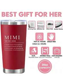 1pc 20oz Stainless Steel Tumbler With Lid - Mimi Quote, Unconditional Love, Reusable Drink Cup For Hot & Cold Beverages, Green/Deep Red/Purple, Perfect Gift For Mother'S Day Or Birthdays, Insulated Coffee Cup, Sentimental Cup Design, Durable Drinkware - 紫色 - 查看 6