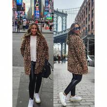 Women's Faux Fur Jackets Autumn Winter Leopard Coats Loose Fur Coat with Pockets - inicial - Ver 3