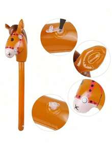 95cm 4 Inflatable Horse-Head Game Sticks, Brown Black/White/Pink PVC Stage Performance Props/Party Entertainment Horse-Head Inflatable Sticks, Party Games, Party Gifts, Team Games, Outdoor Games, Halloween Gifts, Christmas Gifts