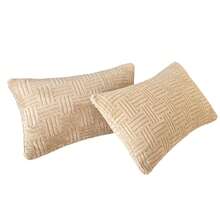 2pcs Geometric Pattern Pillow Covers, Soft & Comfortable, Warm & Breathable For Autumn/Winter, Skin-Friendly, Machine Washable, Envelope Closure, Suitable For Bedroom, Living Room, Hotel, Dorm, Holiday Decor, Couples (Pillow Insert Not Included) - Khaki - View 2