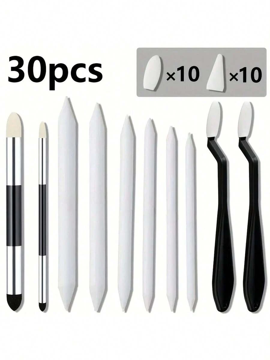 30pcs/Set Sketch Drawing Blending Tool Kit, Sponge Brush And Pencil, Student Artist Charcoal Sketch - Sets - View 1