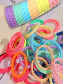 50pcs Canned Hair Accessories 4cm/1.57in Basic Multi-Color High Elasticity Hair Free Random Mixed Color Rubber Band Hair Accessories For Women, Fashionable And Versatile, High-End And Elegant Temperament, Simple And Minimalist Wind Hair Rope Bathroom Hair Accessories Suitable For Daily Outings, Leisure Parties, Commuting, Beach Vacations, Washing, Makeup, Tying Hair, Makeup, Matching Clothes, Headwear Accessories ,Ponytail Holders ,Hair Elastics ,Hair Rubber Bands ,Scrunchies