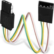 CZC AUTO 4 Pin Trailer Light Wire Harness Extension 18 Gauge 4-Way Flat Wiring Connector, 1ft, For Trailer Boat Car RV Truck - ColorA - View 1
