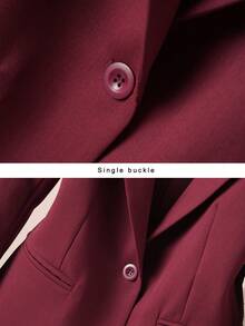 优雅时尚的纯色女士西装外套，适合休闲和正式场合，春季必备 - 酒紅色 - 查看 4