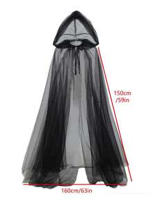 1pc Bride Shawl Halloween Party Cloak Ghost Bride Shawl Witch Vampire Cosplay Game Hooded Cape Horror Party Festival Costume Props Ideal Choice(300*150cm/118*59in)