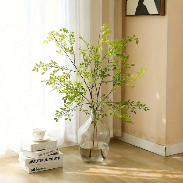 3PCS, Green Plants 93CM Long, Artificial Southern Bamboo, Imitation Bamboo Leaves, Branches And Leaves Decoration, Simple And Fresh European Style Decoration, Home Decoration, Outdoor Decoration, Living Room, Bedroom, Study, Entrance, Kitchen And Bathroom, Vase Decoration, Daily Potted Landscape Decoration, Holiday Table Decoration