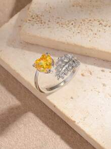 1 Stück verstellbarer Kupferring mit weißer Goldplattierung und Zirkonia-Diamanten, luxuriöser tropfenförmiger offener Ring, Kronenring, geometrischer Ring, Paraiba-Turmalin-Ring, Geschenk zu Feiertagen/Geburtstag