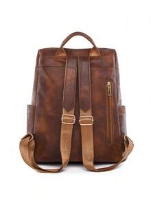 棕色调学院风多功能通勤背包 - 棕色 - 查看 6