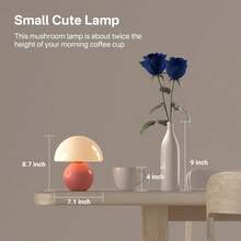 Mushroom Lamp For Bedroom - White Ceramic Mushroom Table Lamp- Mid Century Modern Aesthetic Desk Lamp For Nightstand, Living Room, Gift Decor - 粉色 - 查看 6