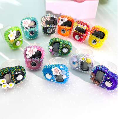 New Rhinestone Decorated Digital Counter, Electronic Counter For Middle East & Arabic, Convenient Display Ring Counter For Stress Relief, Suitable For Prayer Counting, Activity Tracking, Holiday Gifts