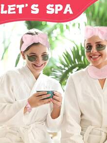 18pcs/6pcs Women's Spa Sleepover Party Supplies Set, Including 1pc Spa Headpiece, 1pc Sleep Eye Mask, 1pc Velvet Hair Band, 1pc Mirror, 1pc Comb And 1pc Transparent Makeup Bag, For Spa Parties, Sleepover Parties, Pajama Parties And Bachelorette Parties