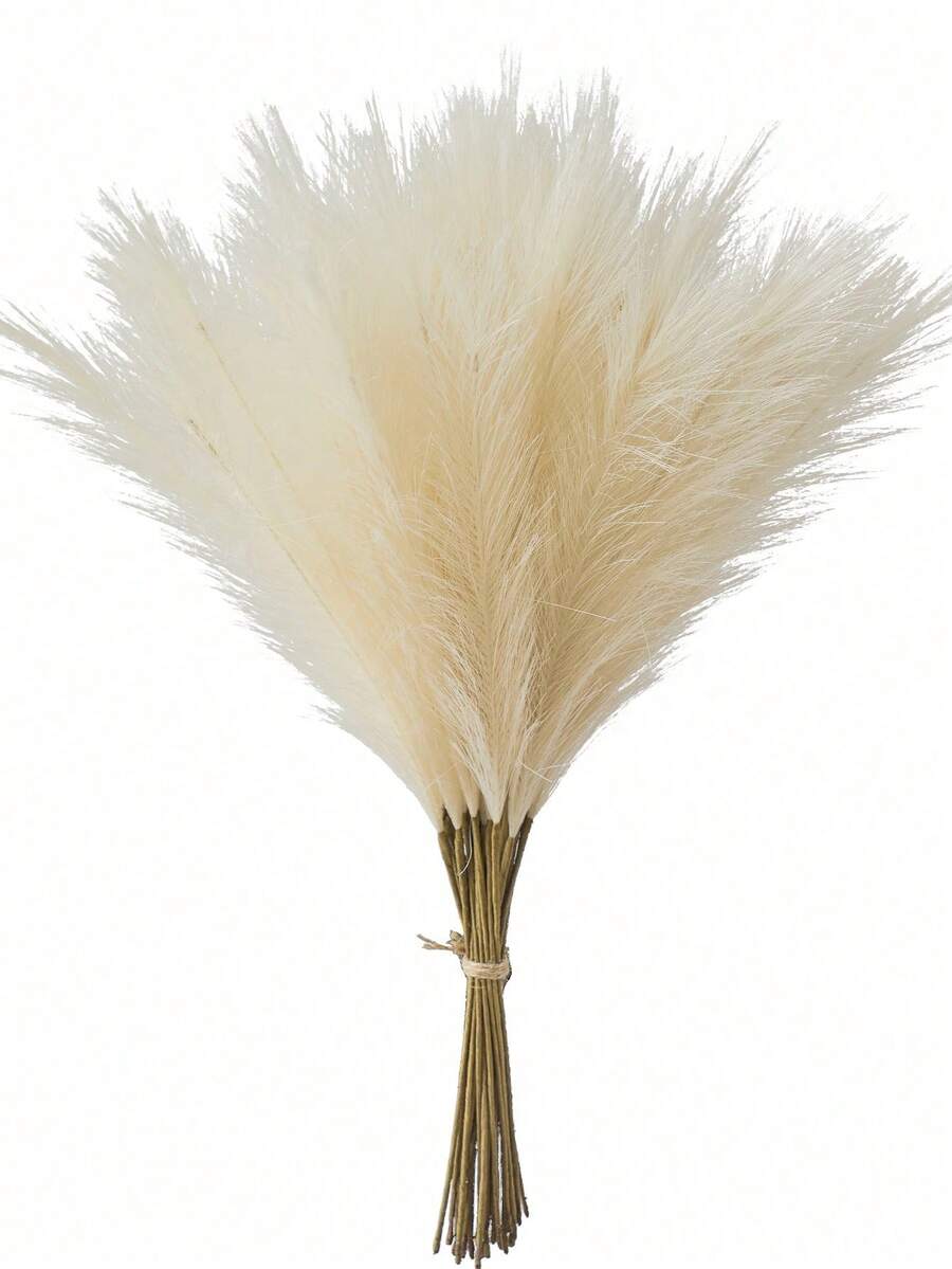 3/6/12/36pcs Beige Fake Pampas Grass, Large Fluffy Artificial Reeds, Bohemian Style Artificial Flowers, Wedding Party Home Living Room Bedroom Vase Photography Autumn Decoration