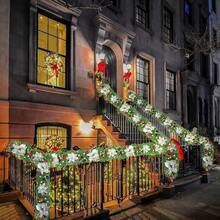 Corona de Navidad, Corona de Navidad Iluminada con 30 Luces LED de 2.7 Metros, Decoraciones de Navidad para Escaleras, Chimenea, Puerta, Árbol de Navidad, Jardín, Regalos - Verde - Ver 10