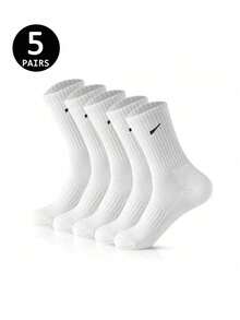 5/10/20 双装加厚黑白男士冬季袜子，时尚休闲舒适，适合户外运动、跑步、健身，压缩膝袜，商务休闲假日黑白中筒袜，圣诞节、感恩节、新年节日礼物（加厚款），适合鞋码（35-39/39-42） - 彩色 - 查看 10