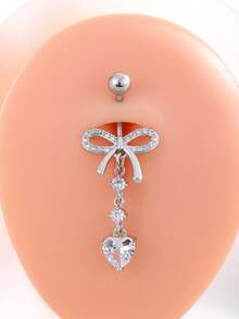 1 قطعة خاتم سرة مرصع بالزركونيا بتصميم الفراشة والنجمة الخماسية