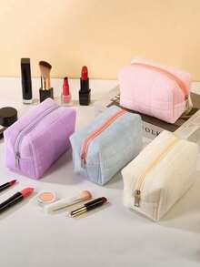 1 szt. Aksamitna kosmetyczka z zamkiem błyskawicznym, damska prosta torba podróżna z zamkiem błyskawicznym, torba plażowa, organizer, uchwyt na szminkę, przenośna kosmetyczka podróżna, duża kosmetyczka podróżna z zamkiem błyskawicznym, wielofunkcyjna torba do przechowywania, niezbędne rzeczy w podróży, niezbędne na rejs, niezbędne rzeczy w akademiku, akcesoria podróżne, akcesoria do domu, odpowiednia do organizacji domu i podróży na świeżym powietrzu, podróże służbowe, wakacje na plaży