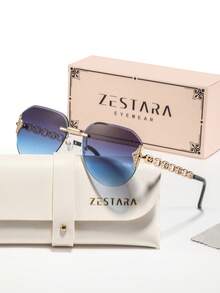 1 Pair Women's Metal Aviator Rimless Round Mirrored Fashion Glasses, Sophisticated Minimalist Design, Comfortable & Fashionable, Suitable For Early Autumn Outings, Picnics, Camping, Comes With Elegant Packaging