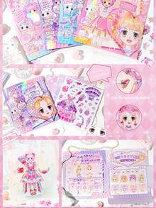 1 Book Of Girl Dress Up Sticker Set, Cute Princess Makeover Stickers, Children Girls Sticker Album, Expression Stickers, No-Cut Stickers, Cute Style Stickers, Cute Character Stickers, Girls Daily Outfit Styling Stickers