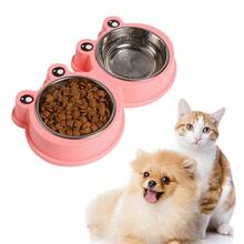 Double Pet Bowls Stainless Steel – Non-Slip Food & Water Feeder, Premium Dog Cat Bowls With Cute Design For Pets & Rabbits