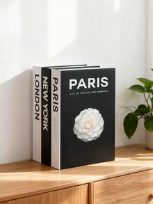 1 pieza/3 piezas Decoración de libros falsos plegables de moda, libros falsos de diseñador modernos, adecuados para el hogar, la sala de estar, el escritorio, la decoración de paredes, aplicables a varias escenas (habitación/sala de estar/mesa/gabinete de TV/pasillo/estantería/escritorio de oficina/gabinete/tienda/área de trabajo/unidad de exhibición), conjunto de decoración de escritorio de oficina de lujo con libros falsos, caja de almacenamiento de libros falsos de diseñador con estilo