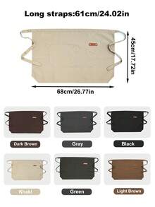 1 pieza Delantal de cocina, delantal de chef para hombres y mujeres con bolsillos grandes, delantal de cintura con 2 bolsillos - Delantal corto negro para camareros y camareras, de lona con espalda cruzada, resistente y ajustable, para camareros, cocina, baño, hogar, proveedores domésticos