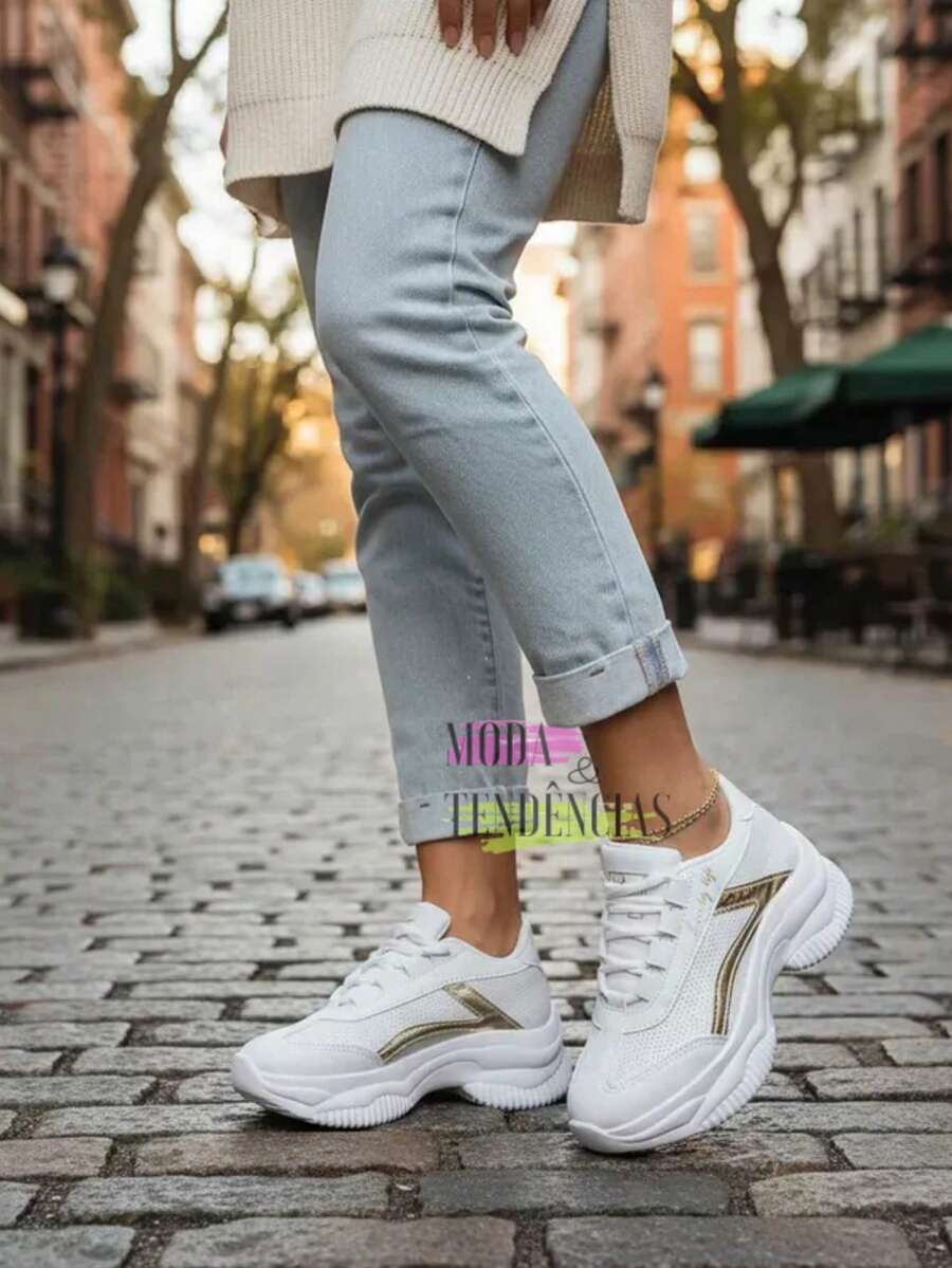 Women's Platform Sneakers, Beautiful, Comfortable And Resistant (LARGE SIZE) - 白金 - View 1
