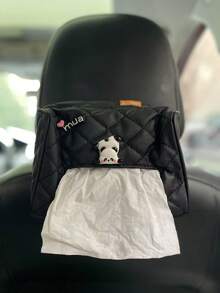 Panda-förmige Auto-Taschentuchbox, kreativ süßer hochwertiger Armaturenbrett-Box/Sonnenblenden-montierter Taschentuchhalter, Auto-Innenraum-Zubehör - Einheitsgröße - Übersicht 7