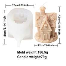 Molde de Silicone para Vela em Forma de Casa de Natal 3D, Molde DIY para Castelo, Homem de Gengibre Feito à Mão, Sabão, Gesso, Decoração de Presente e Festival de Natal