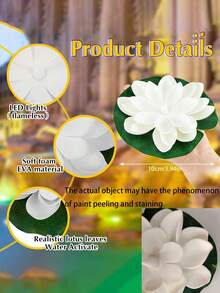 4pcs Waterproof Floating LED Lotus Flower Lanterns, Suitable For Swimming Pool Decor, Colorful Night Light, Can Be Used For Wishing, River Or Swimming Pool Decoration (Glow When Submerged) - White - View 8