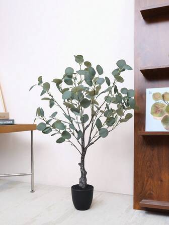 1pc 80CM(H) Artificial Eucalyptus/Olive Tree Potted Plant, Suitable For Indoor/Outdoor Placement, Decor For Hotel, Garden, Nordic Style Yard, Wedding, Valentine's Day, Green Leaves, UV-Resistant, Low Maintenance