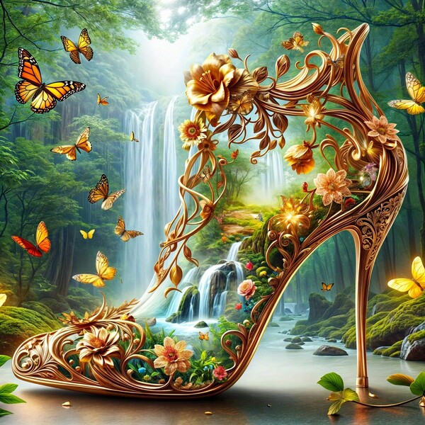 5D Diamond Painting Kit - Landscape High Heel Design, Handmade Round & Square Diamonds, Acrylic Crystal Mosaic Art, Suitable For Home And Office Decor, Perfect Gift