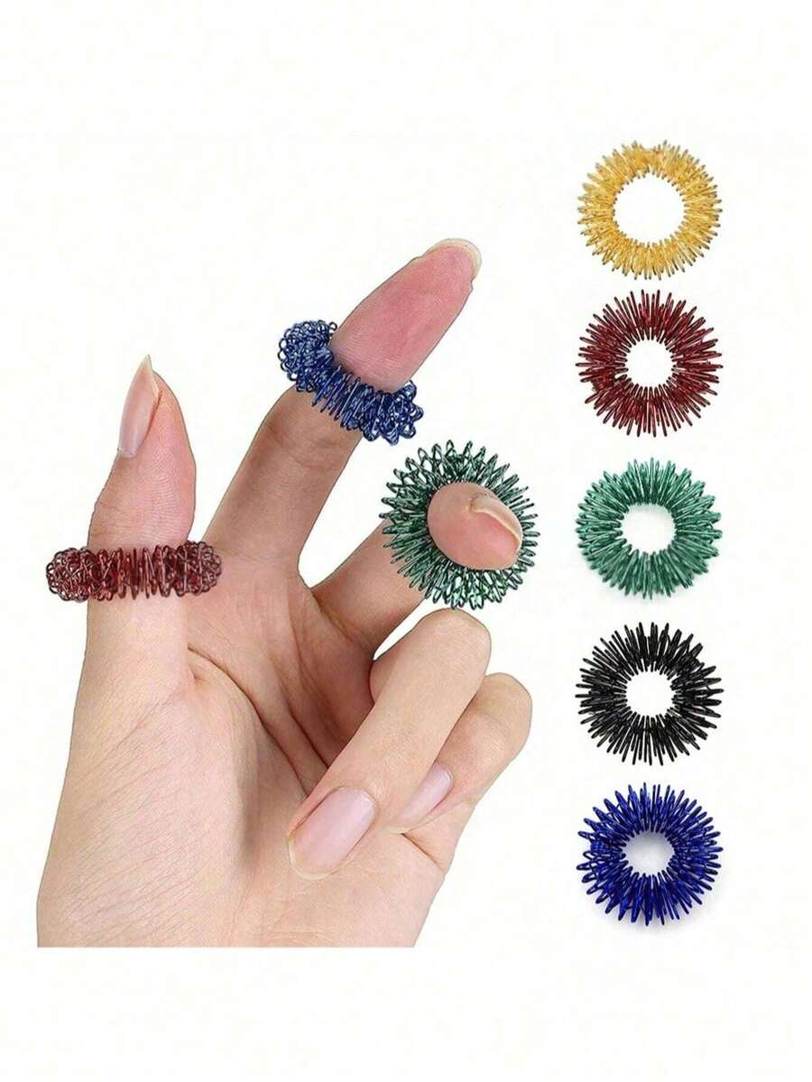 1/5/10Pcs Sensory Rings, Stress Relief Fidget Sensory, Elastic Fidget Rings, Fidget Ring For Anxiety, Stress Relief Rings, Massager For Fidget ADHD Autism, Silent Stress Reducer Ring