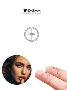 1件 6-16毫米不锈钢耳骨环耳环，低过敏性鼻环耳夹垂坠铰链耳环，耳部穿刺饰品，女士配饰