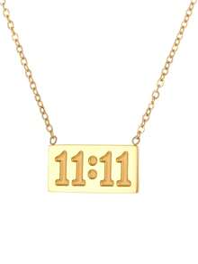 1pc Fashionable Gold Stainless Steel Angel Number 11:11 Lucky Digit Pendant Necklace, Women's Daily Protective Jewelry, Christmas & Birthday Gift
