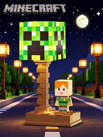  1pc Pixel Style Creeper Game Decoration Light, Minecraft USB Rechargeable Desk Lamp, RGB Night Light Decoration Accessory, Bedroom/Living Room Decorative Wall Light With Charging Cable, LED Night Light, Decorative Environment Light, Sleep Companion Night Light, Rechargeable Night Light, Creative Light Pendant, Fashionable New Creative Light, Ideal Choice For Decoration, Home Theater, Room Decoration, Perfect Christmas Gift